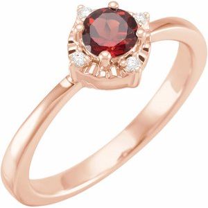 14K Rose Gold Natural Mozambique Garnet & .04 CTW Natural Diamond Halo-Style Ring