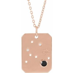 14K Rose Gold Natural Black Spinel & .01 CTW Natural Diamond Aquarius Constellation 16-18" Necklace