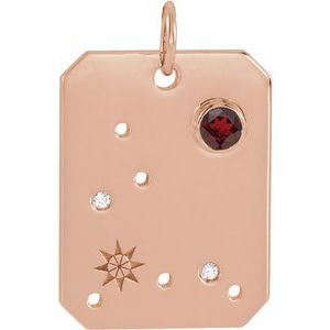 14K Rose Gold Natural Mozambique Garnet & .01 CTW Natural Diamond Pisces Constellation Pendant