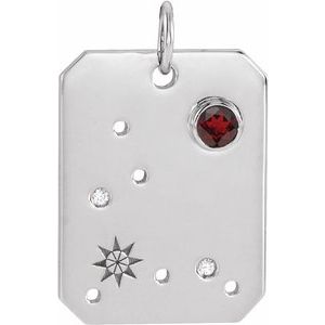 Platinum Natural Mozambique Garnet & .01 CTW Natural Diamond Pisces Constellation Pendant