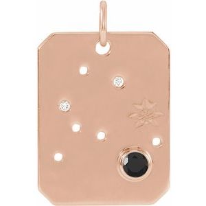 14K Rose Gold Natural Black Spinel & .01 CTW Natural Diamond Aquarius Constellation Pendant