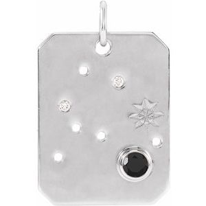 Platinum Natural Black Spinel & .01 CTW Natural Diamond Aquarius Constellation Pendant