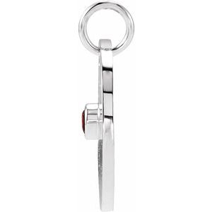 Platinum Natural Mozambique Garnet Pisces Zodiac Pendant
