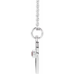 14K White Gold Natural Mozambique Garnet Pisces Zodiac 16-18" Necklace