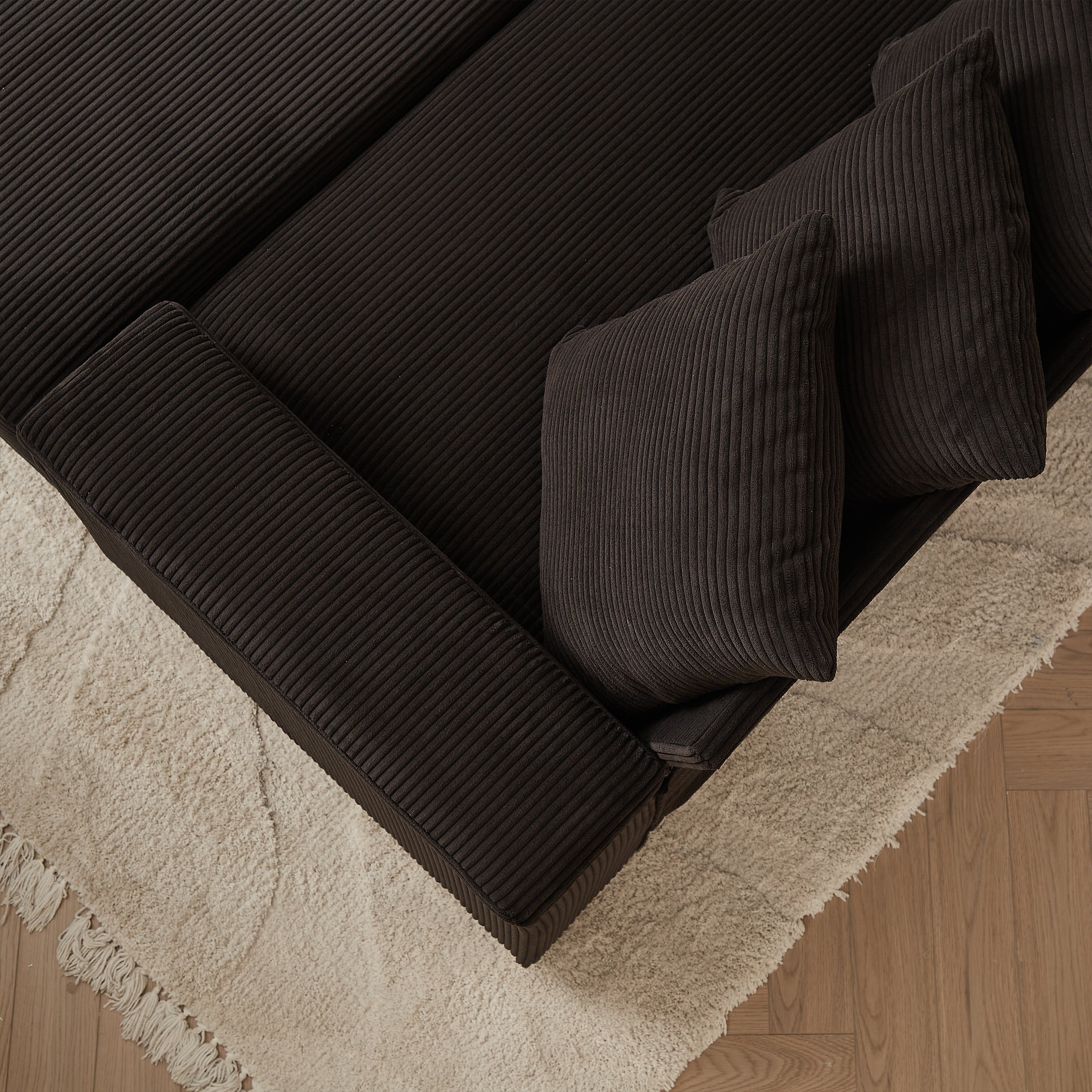 Luxe Oversized L Shaped Sofa with Chaise,Comfy Corduroy L Shaped Sectional Couches with 8 Pillows and Two Armrest storage space,Soft Fluffy Upholstered Sofa Bed for Living Room Apartment Bedroom