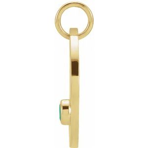 14K Yellow Gold Natural Emerald Aries Zodiac Pendant