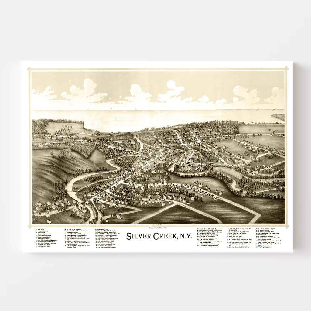 Vintage Map of Silver Creek, New York 1892