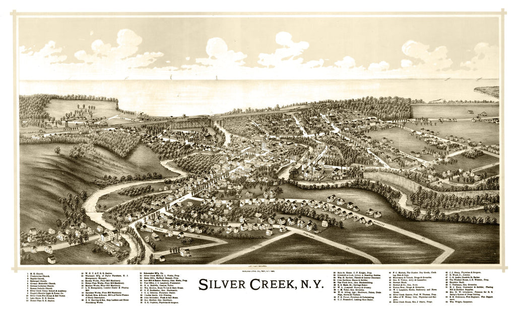 Vintage Map of Silver Creek, New York 1892