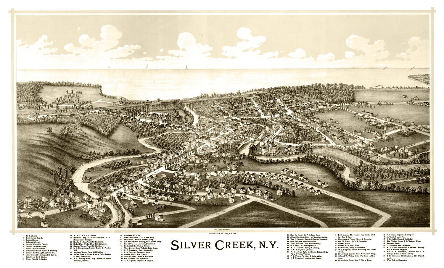 Vintage Map of Silver Creek, New York 1892