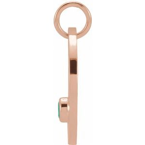 14K Rose Gold Natural Emerald Aries Zodiac Pendant
