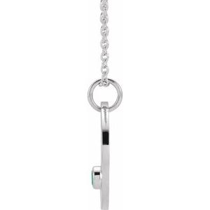 Platinum Natural Emerald Aries Zodiac 16-18" Necklace