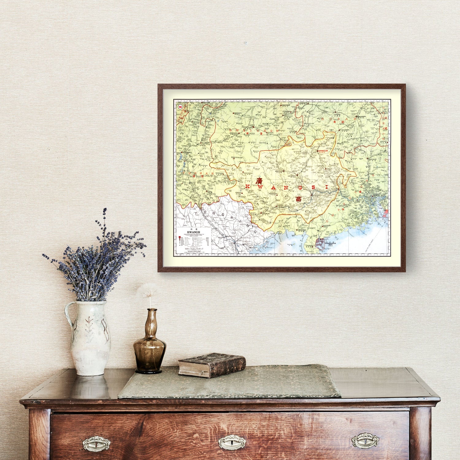 Vintage Map of Kwangsi China, 1917
