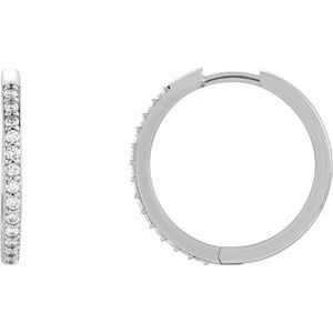 14K White Gold 1/5 CTW Natural Diamond Hinged 18 mm Hoop Earrings