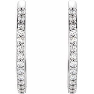 14K White Gold 1/5 CTW Natural Diamond Hinged 18 mm Hoop Earrings – image 2