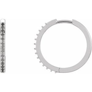 Sterling Silver 1.3 mm Round Accented 18 mm Hoop Earring Mounting