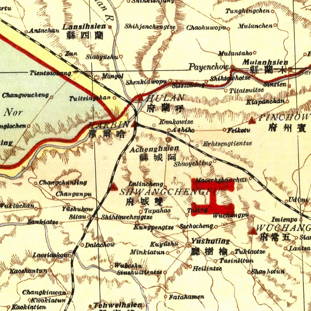 Vintage Map of Manchuria China, 1917