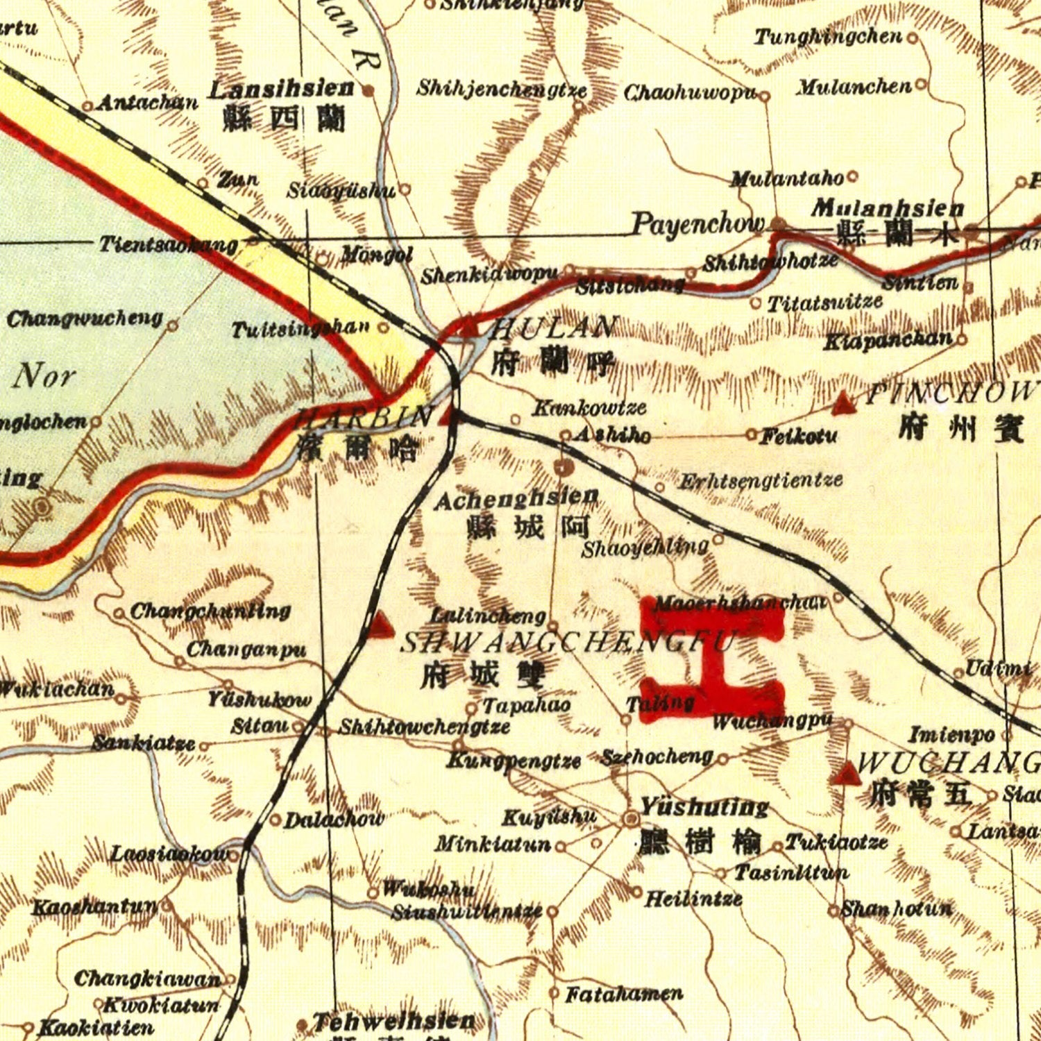 Vintage Map of Manchuria China, 1917