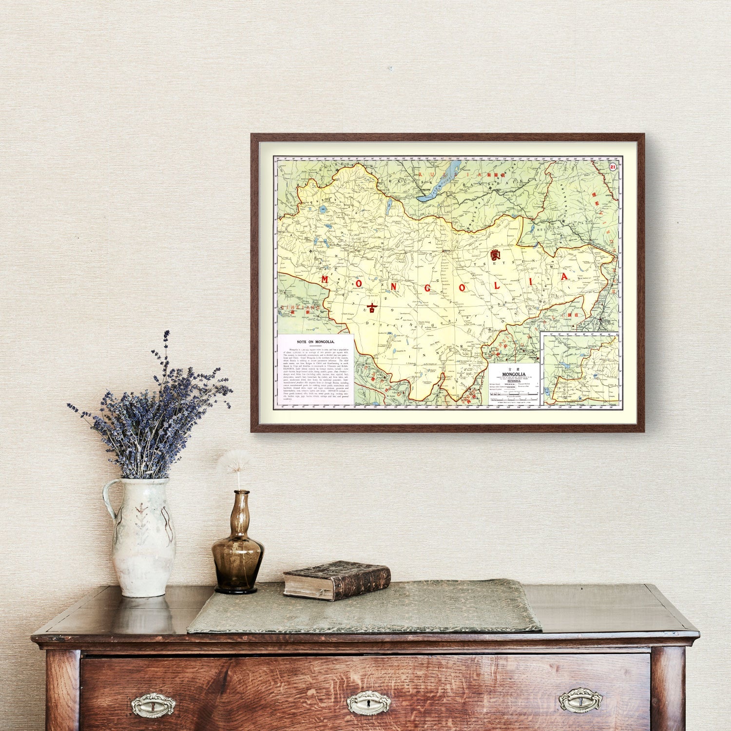 Vintage Map of Mongolia 1917