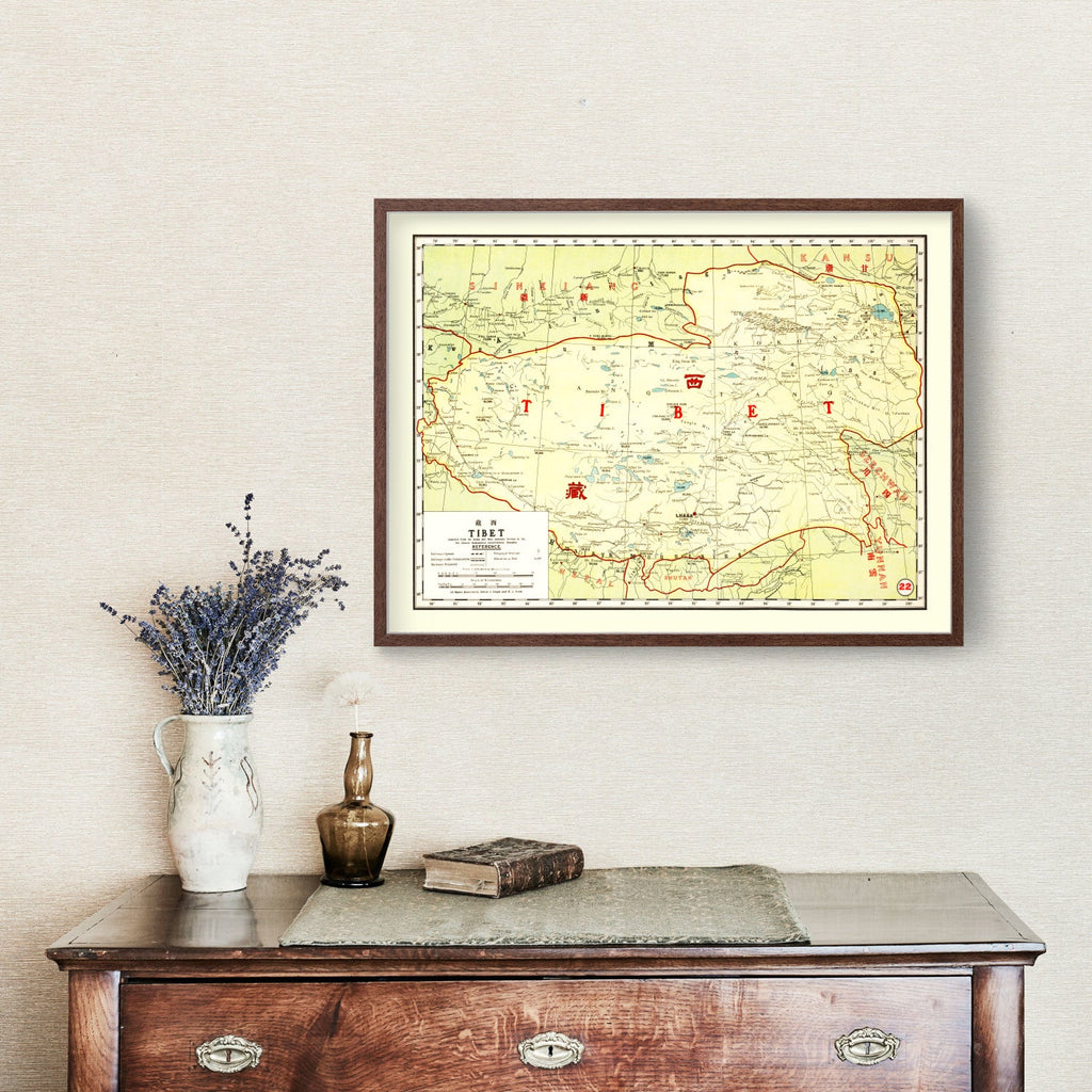 Vintage Map of Tibet China, 1917