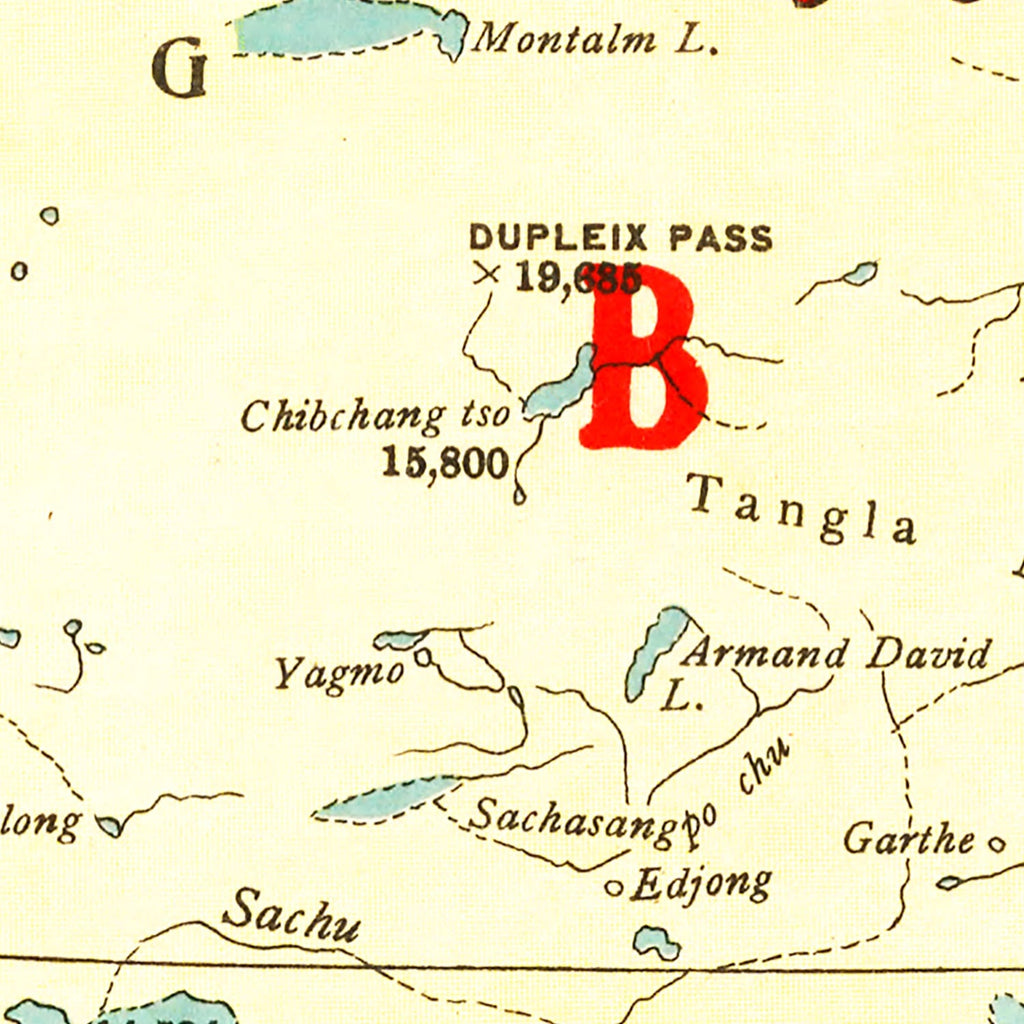 Vintage Map of Tibet China, 1917