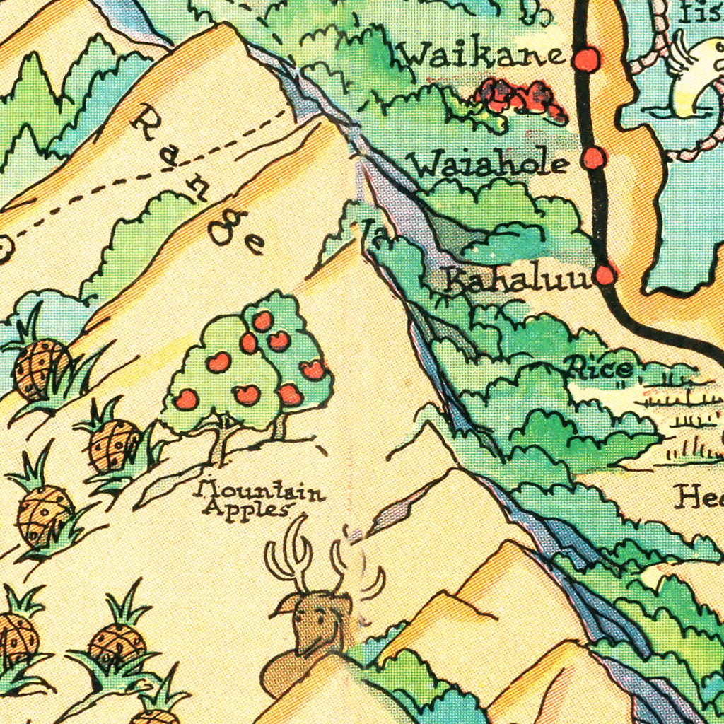 Vintage Map of Oahu, 1935