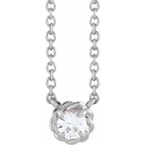14K White Gold 4.5 mm Natural White Sapphire Claw-Prong Rope 18" Necklace