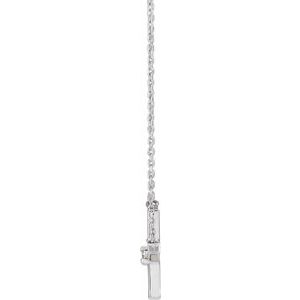 Sterling Silver .06 CT Natural Diamond Sideways Cross 18" Necklace