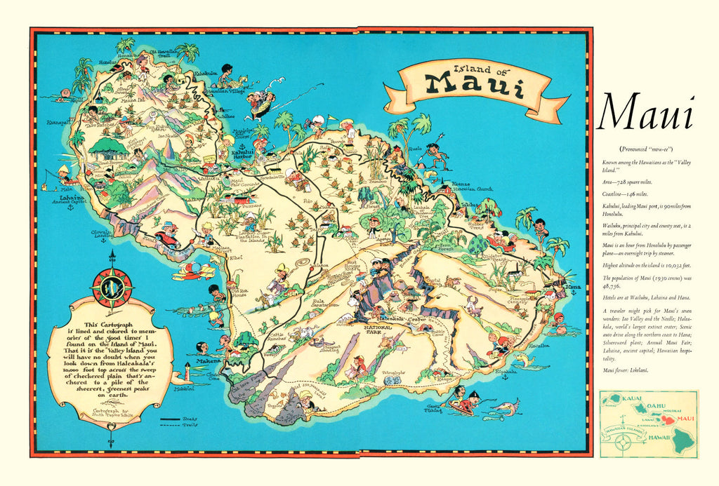 Vintage Map of Maui, 1935