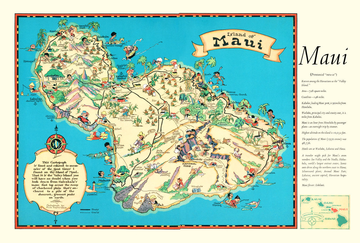 Vintage Map of Maui, 1935