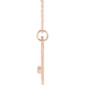 14K Rose Gold Natural Aquamarine & .01 CTW Natural Diamond Cancer Constellation 16-18" Necklace