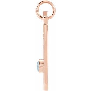 14K Rose Gold Natural Aquamarine & .01 CTW Natural Diamond Cancer Constellation Pendant