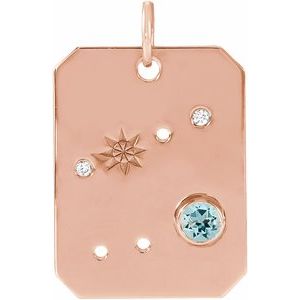 14K Rose Gold Natural Aquamarine & .01 CTW Natural Diamond Cancer Constellation Pendant