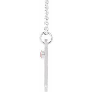 14K White Gold Natural Mozambique Garnet & .01 CTW Natural Diamond Pisces Constellation 16-18" Necklace