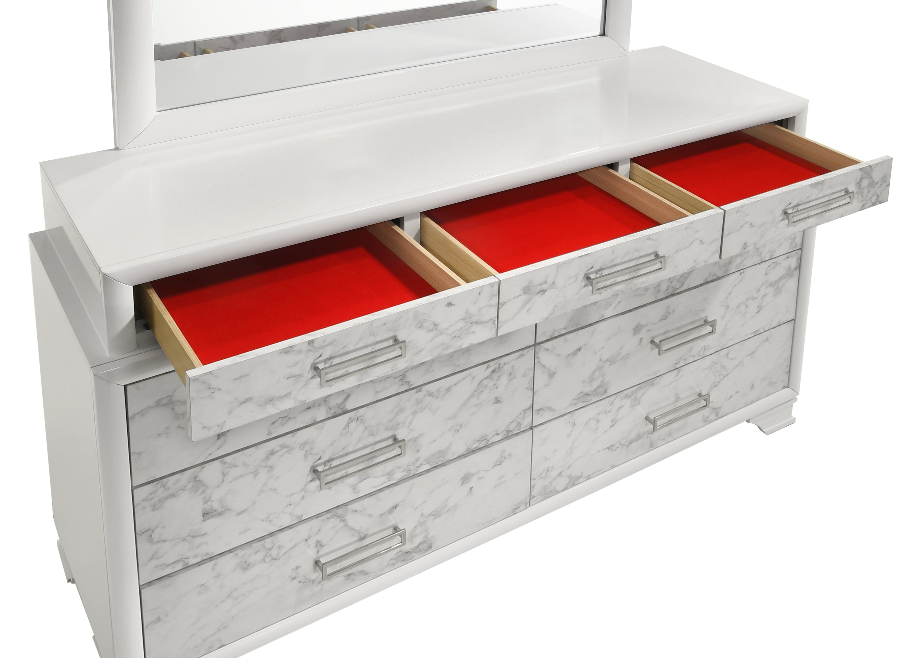 Soul Modern Style Queen 5PC Bedroom Set Made with wood in White(CA Inventory)