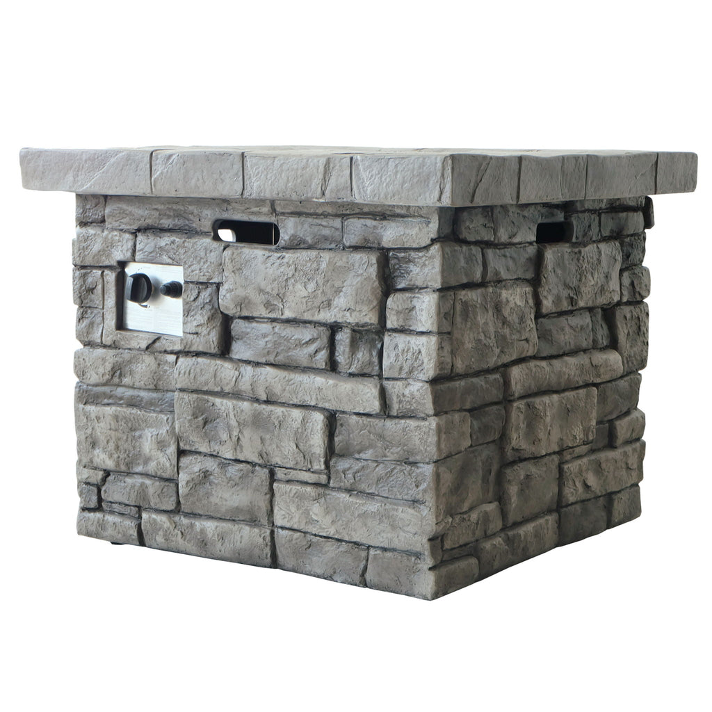Outdoor Square Propane Fire Pit 40, 000 Btu - Gray