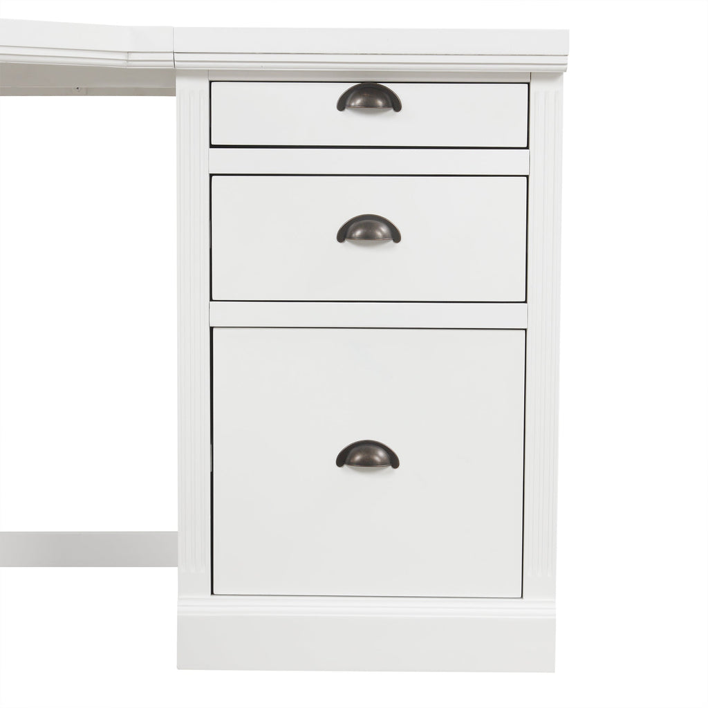 57.68' Modern L Shaped Executive Desk with 2 Storage Cabinets and 3 Drawers,Corner Writing Desk,Office Desk Furniture,Computer Desks with Depth Workstation for Home Office,Living room,White