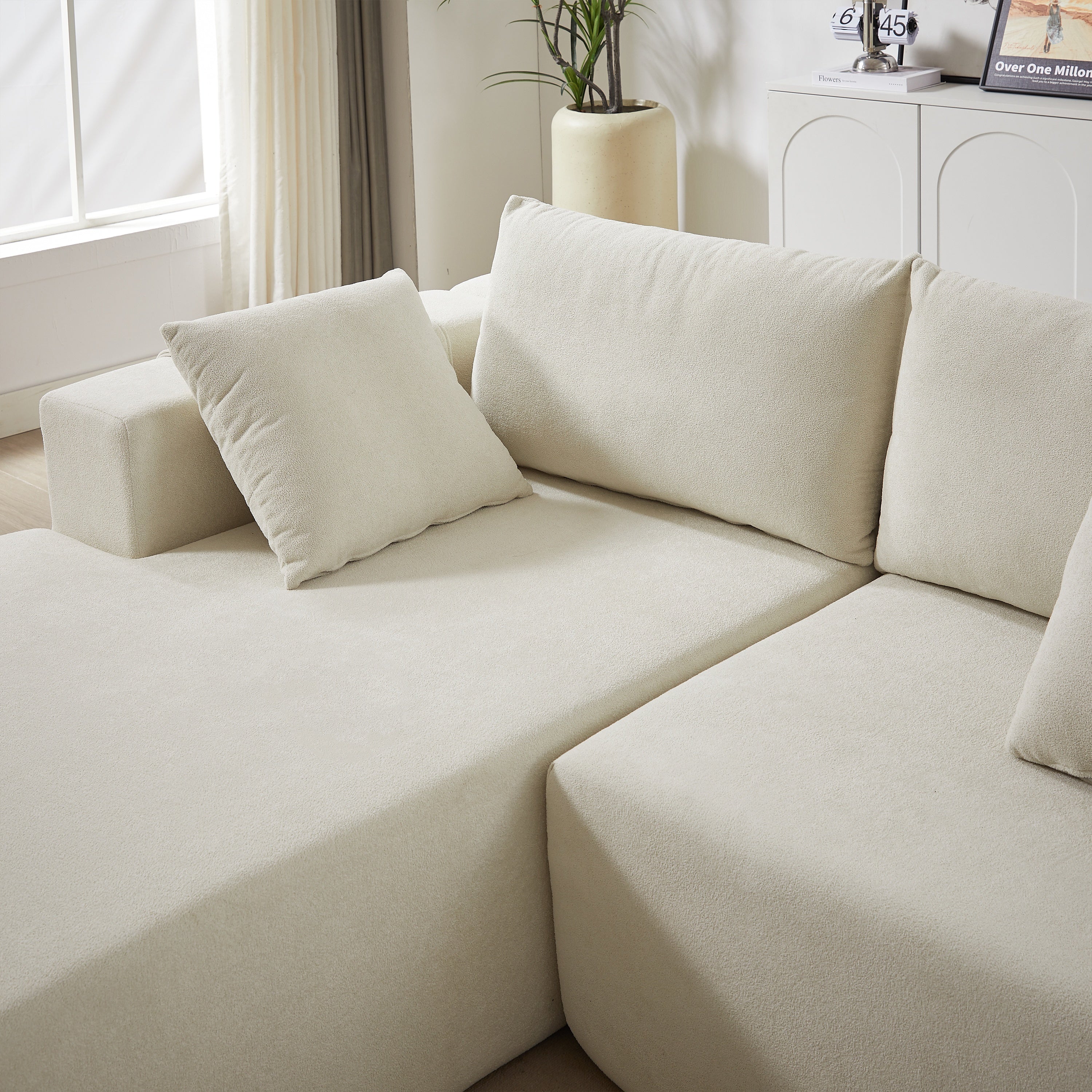Modern Chenille Upholstered Sectional Sofa Couch Set,Modular 108' L Shaped Sectional Living Room Sofa Set With 6 Pillows,Free Combination Sofa Couch for Living Room,Bedroom