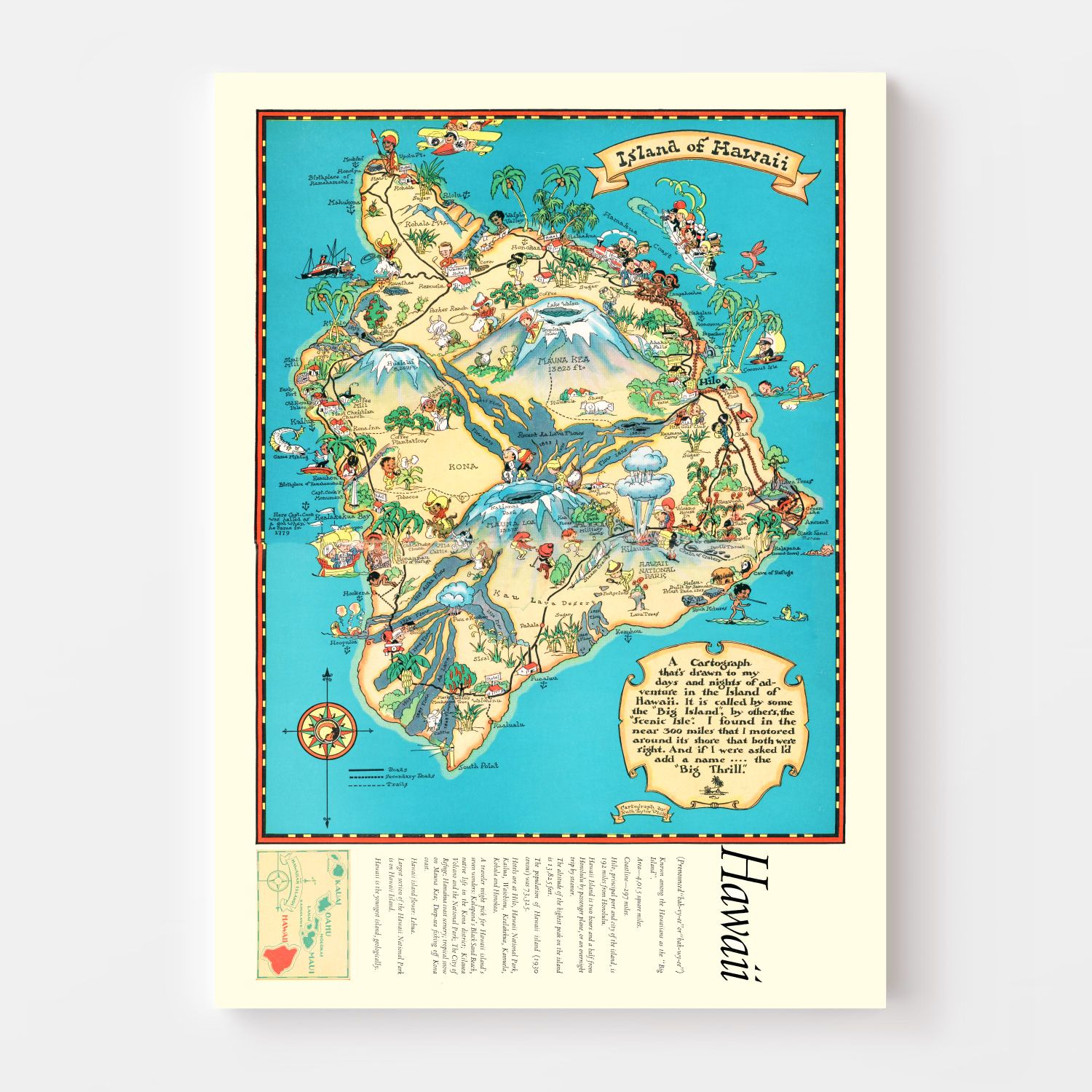 Vintage Map of Hawaii 1935