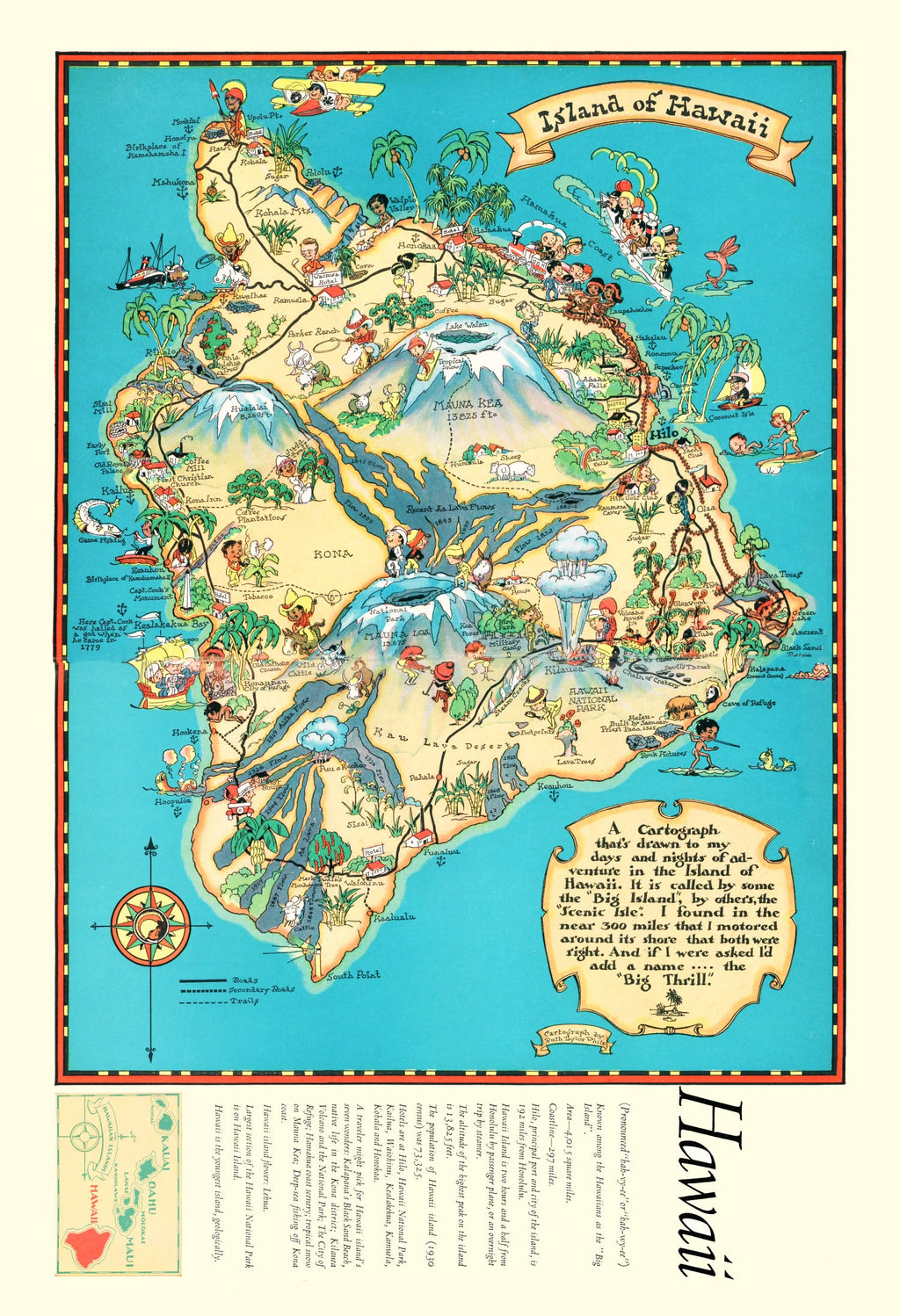 Vintage Map of Hawaii 1935