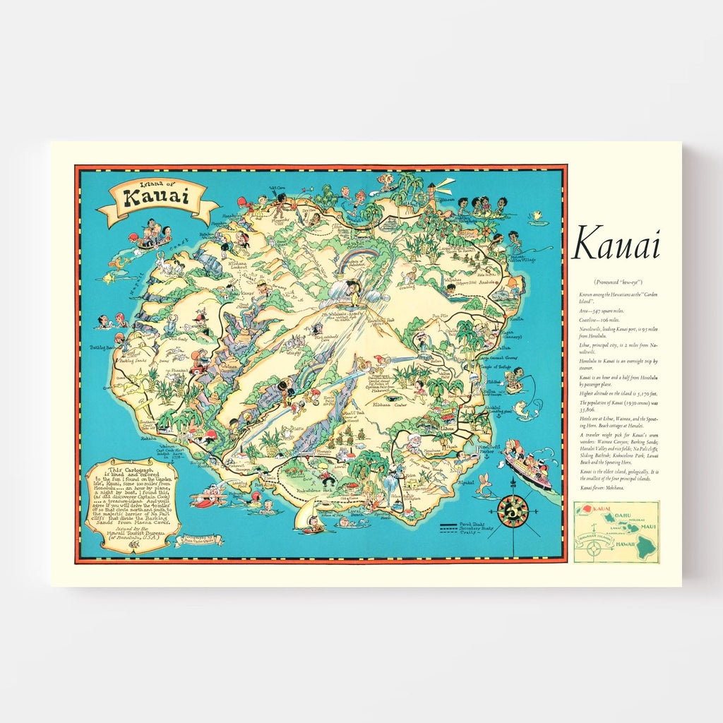 Vintage Map of Kauai, 1935
