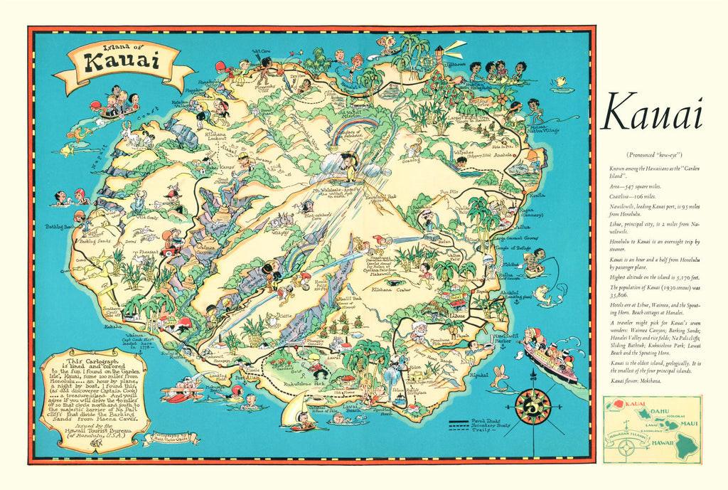 Vintage Map of Kauai, 1935