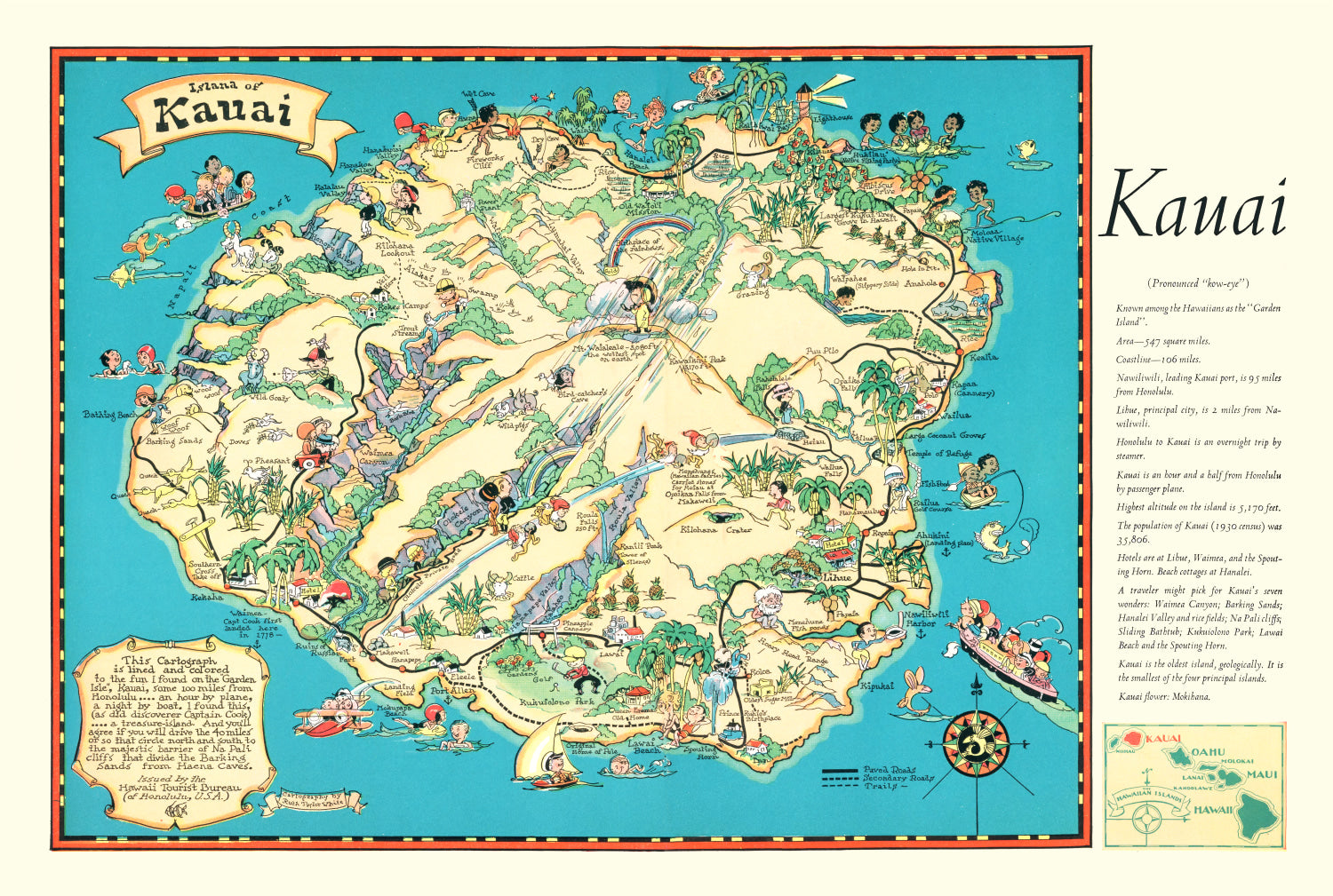 Vintage Map of Kauai, 1935