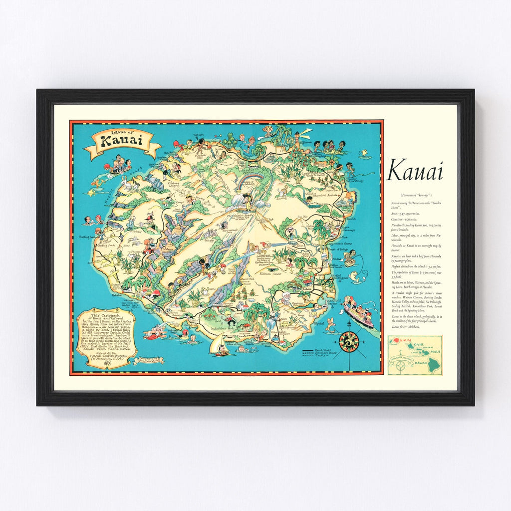 Vintage Map of Kauai, 1935