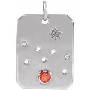 Platinum Natural Mexican Fire Opal & .01 CTW Natural Diamond Taurus Constellation Pendant