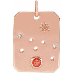 14K Rose Gold Natural Mexican Fire Opal & .01 CTW Natural Diamond Taurus Constellation Pendant