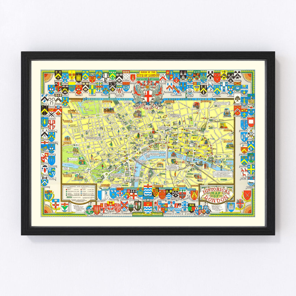 Vintage Map of London, England 1965