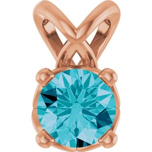 14K Rose Gold 5 mm Round Natural London Blue Topaz Pendant