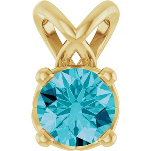 14K Yellow Gold 3.5 mm Round Natural London Blue Topaz Pendant