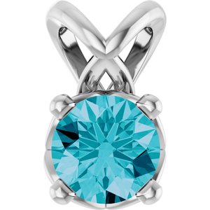 Platinum 3.5 mm Round Natural London Blue Topaz Pendant