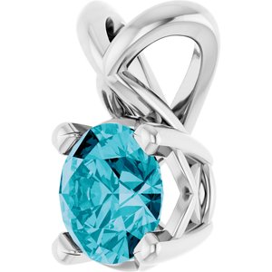 Sterling Silver 5 mm Round Natural London Blue Topaz Pendant